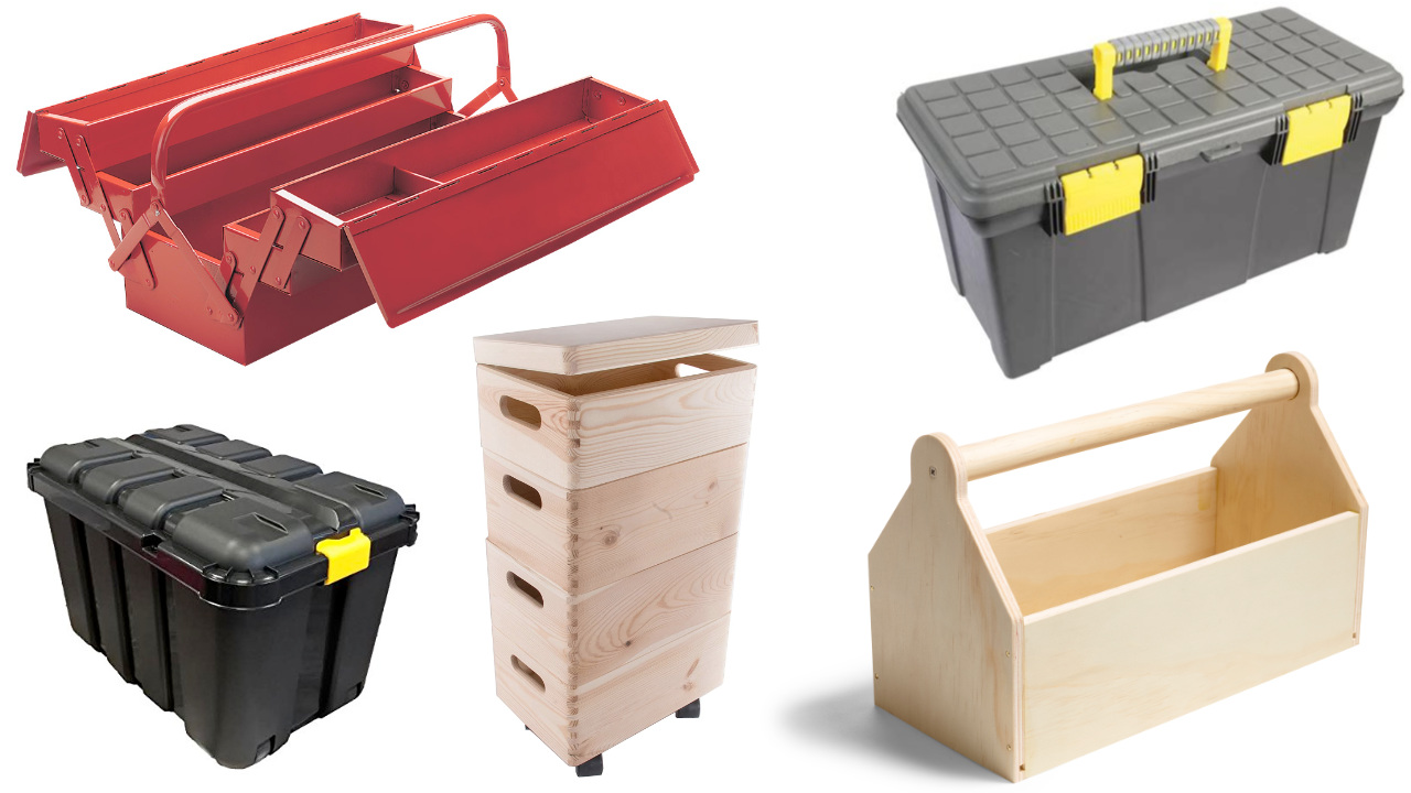 A variety of tool boxes, and storage boxes. Some home made, some bought.
