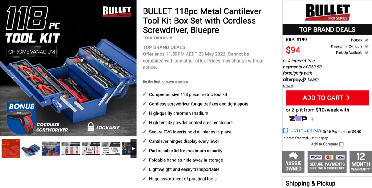 A 118 piece toolbox.